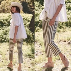 The Great. The Gent Motor Stripe Jeans Pant High Rise Straight Button Fly 24